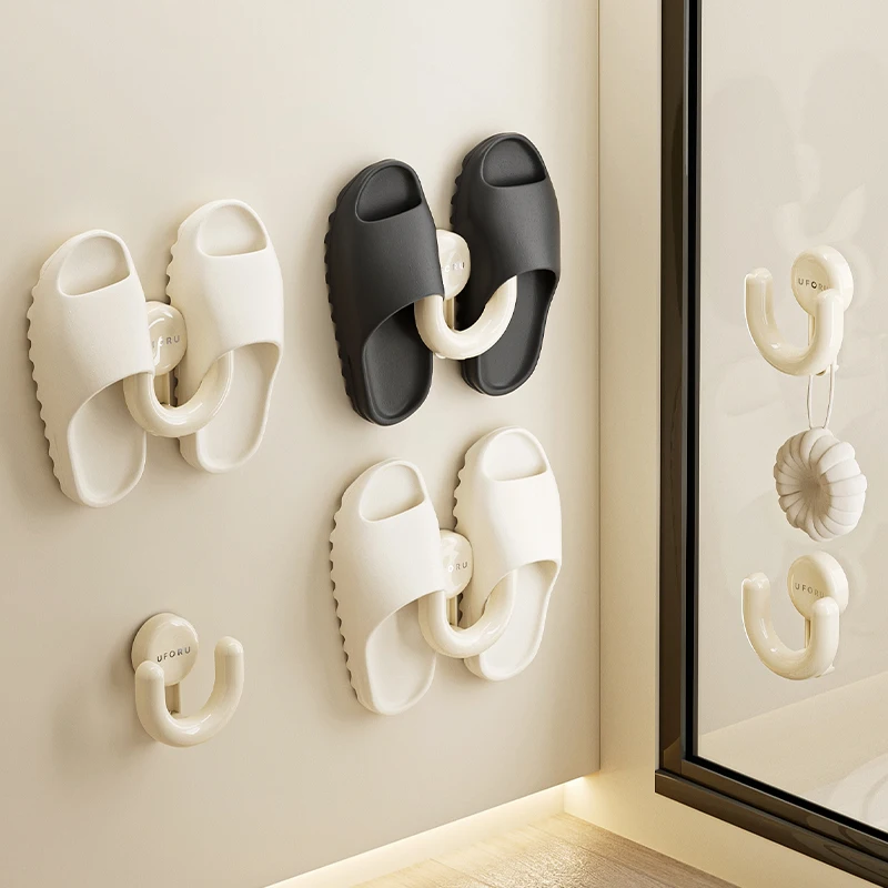 UFORU Bathroom slipper rack Suction cup type perforation-free wall hanging toilet special new drain hanger hook storage rack