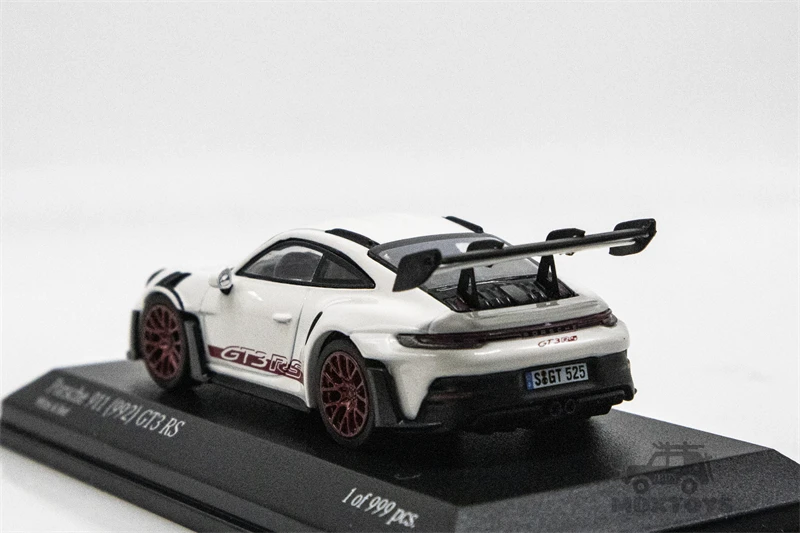 Tarmac Works  x Minichamps 1:64 911 (992) GT3 RS WhiteRed / Acid Green Diecast Model Car