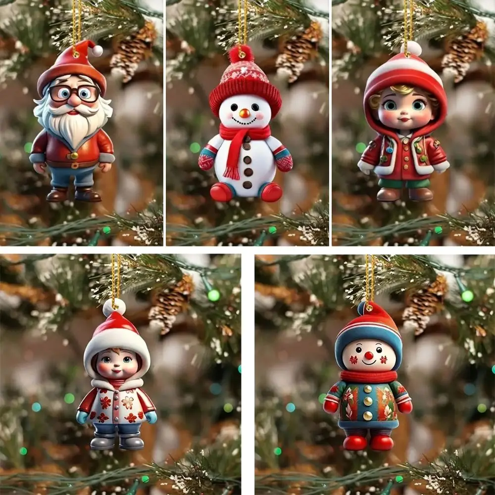 Acrylic Flat Christmas Character Pendant Multifunction Gift Christmas Tree Decoration Durable Material Christmas Santa Pendant