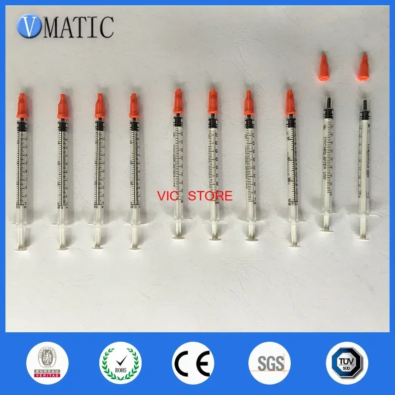 Free Shipping Quality 10 Sets 1cc 1ml Syringe With Glue Dispensing Syringe Cap/Stopper