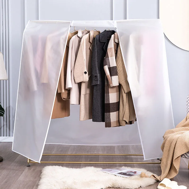 Fully Wrapped Clothing Dust Cover Transparent Translucent Floor Hanger Dust-proof Storage Bag Thickened PEVA Coat Dust Cover