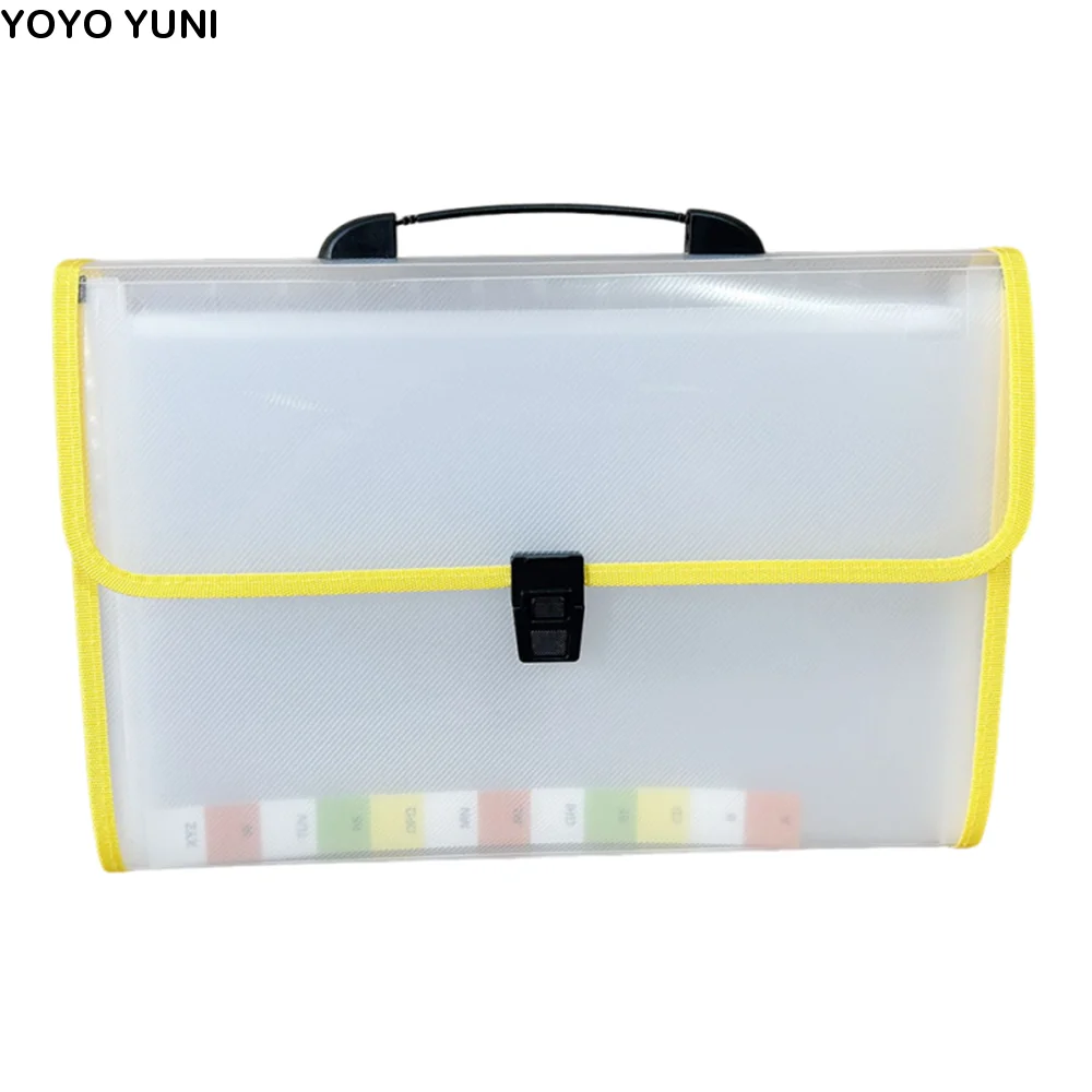 

13 Pocket Test Paper Storage Bag Waterproof Large Capacity Handheld File Bag Portable with Index Stickers