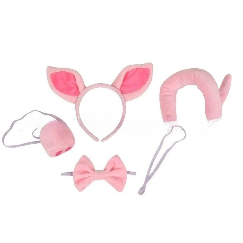 Cute Pig Headband Set Costume Accessory Kid Dress Up Props for Children Stage Show Carnival Birthday Party Halloween Decor Gifts
