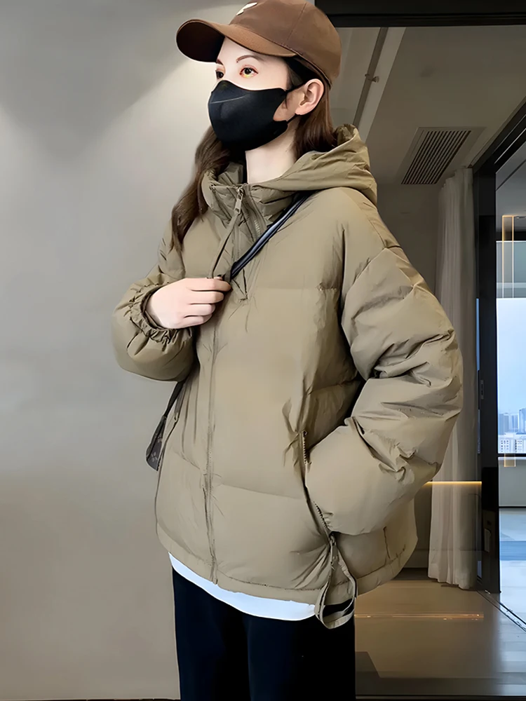 

Bla ort Puffer Jaet Women's Winter New Sle Bread Coat Hooded Cotton down Outerwear Korean Sle Commute Pure Color