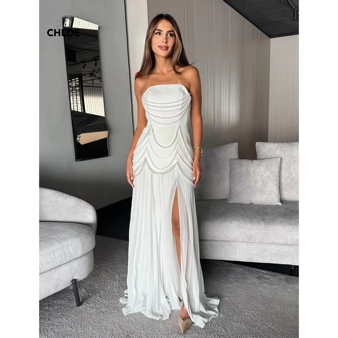

Line A Women's Evening Dress Luxury 2025 Dresses Custom Made Off the Shoulders Sleeveless Bespoke Occasion Dresses Elegant Gown