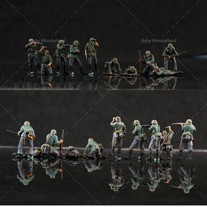 

In Stock 1/72 Figures 10 Soldiers Of The German Armed Forces Painted Model Creative Photography Scene Car Vehicle Toys