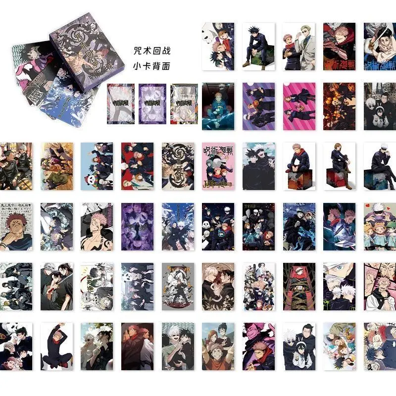 55 mini carte laser di "Jujutsu Kaisen" e carte lomo auto-stampate di cartoline periferiche anime di "Gojo Satoru e Yuji Wanju"