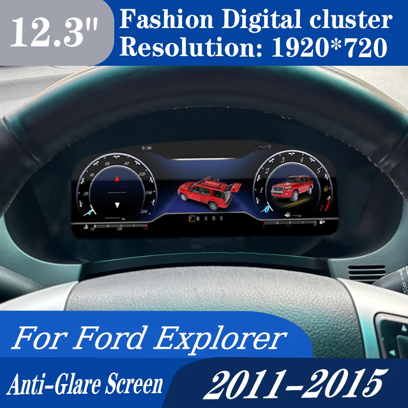 12.3"Digital Instrument Cluster For Ford Explorer 2011-2015 Virtual Cockpit Odometer SpeedometerScreen Counter Dashboard CarPlay