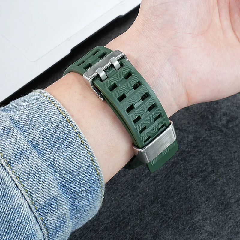 Resin watch strap for Casio GSHOCK, the third generation of the Big Mud King GWG-B1000 dedicated notch steel ring wristband