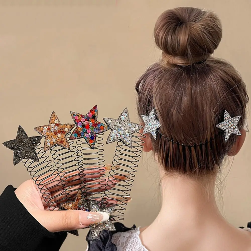 Rhinestone Star Butterfly Broken Hair Organizer Girls Women Hairpin Clip Invisible Bangs Fixed Insert Comb Tiara Headband Combs