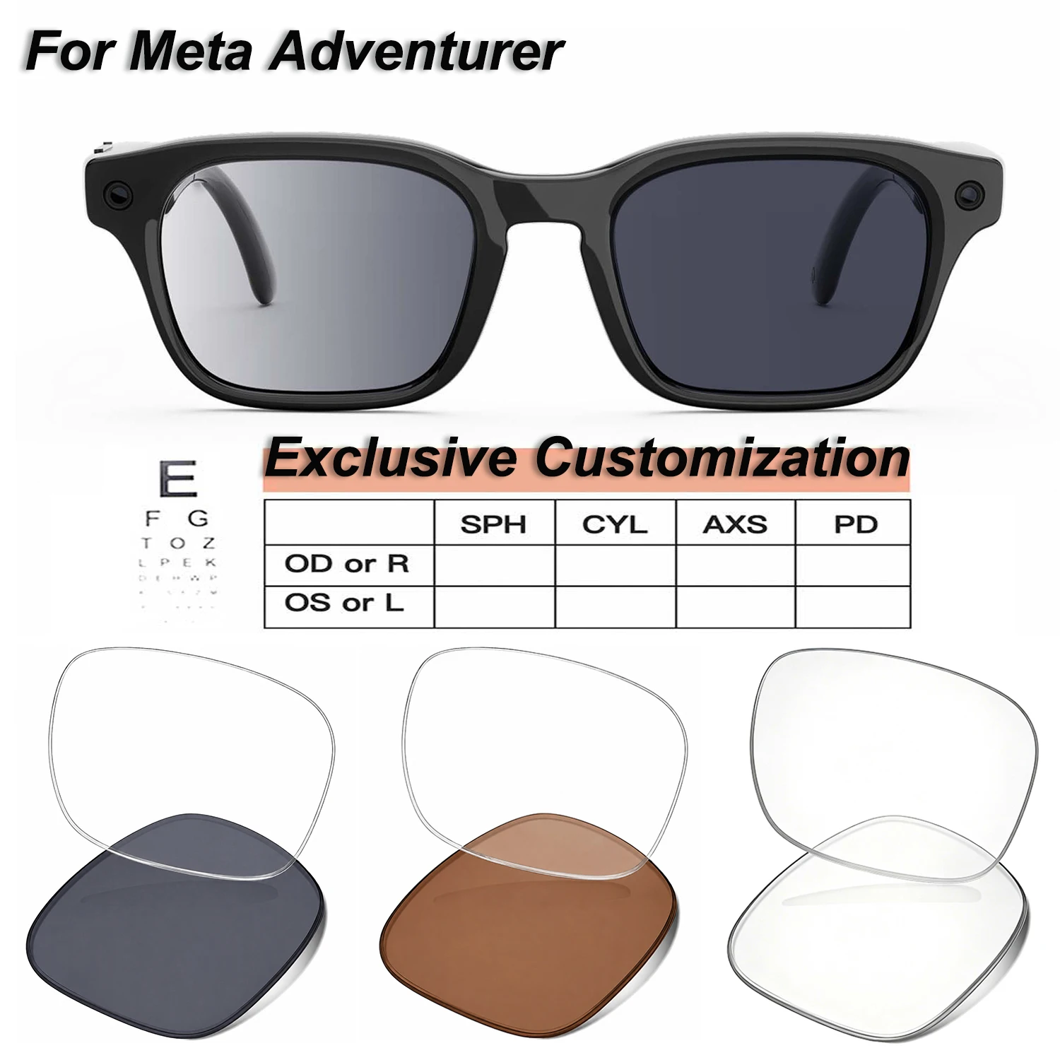 Replacement Lenses For Meta Adventurer 49/52mm / Fury 51mm Customized Myopia/Hyperopia/Astigmatism/Anti Blue/Photochromic Lens
