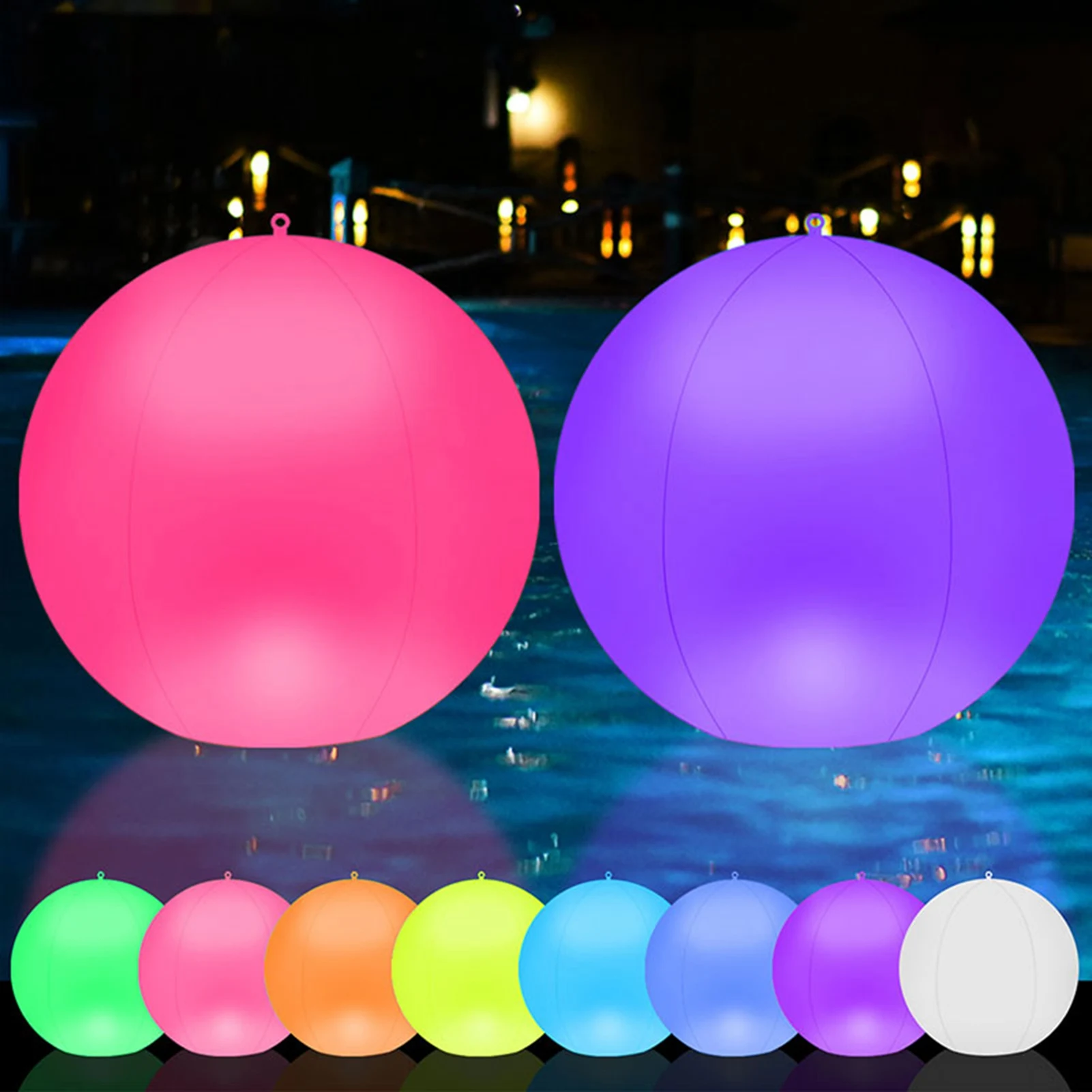 zk20Solar Floating Ball Pool Light IP68 Water Resistant Brightness Adjustment 2/4/6/8H Timing Solar Floating Lights for Pool