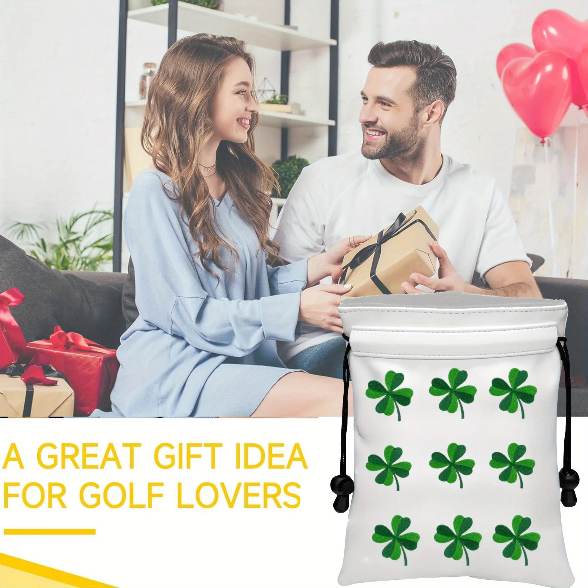 حقيبة جولف الثمينة مع تصميم Lucky Clover من جلد البولي يوريثان مع إغلاق برباط إكسسوارات جولف محمولة للنساء أ #6