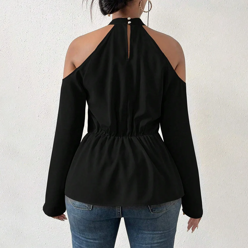 Hot Selling Women Tops Intellectual Style Cold Temper Off Shoulder Long Sleeve T Shirt Spring Summer
