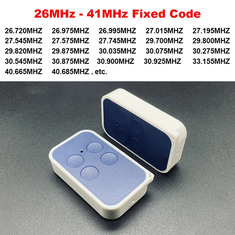 Controle Remoto Garagem Porta Abridor Transmissor, Baixa Freqüência, 26MHz-41MHz, 40,665 MHz, 30.900MHz, 29.875MHz, 27.195MHz, 26.995MHz