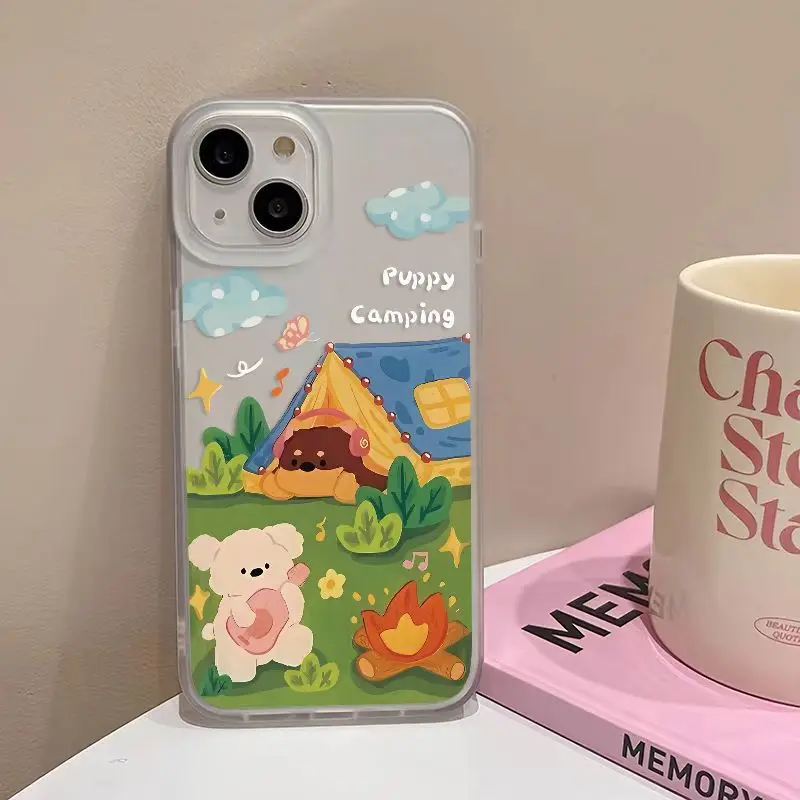 Little Bear Picnic Shockproof Shockproof Phone Case For iPhone 15 Pro Max 14 Plus 13 12 11 XR X XS 8 7 Cover