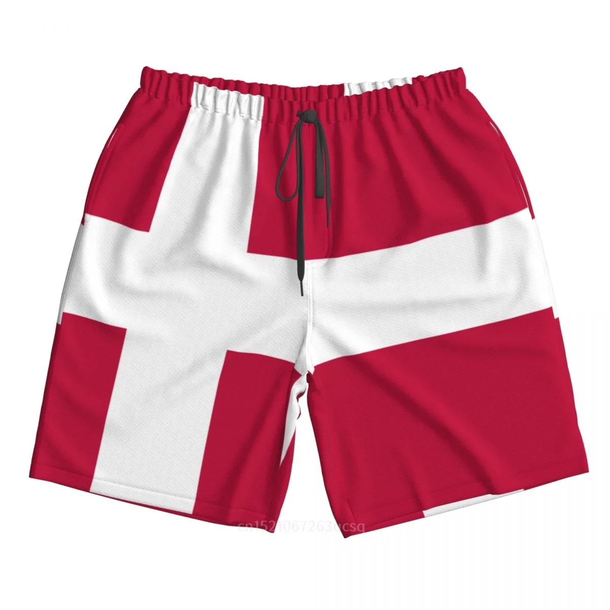 2023 Summer Polyester Denmark Country Flag 3D Printed Men's Board Shorts Beach Pocket Running Summer Pants