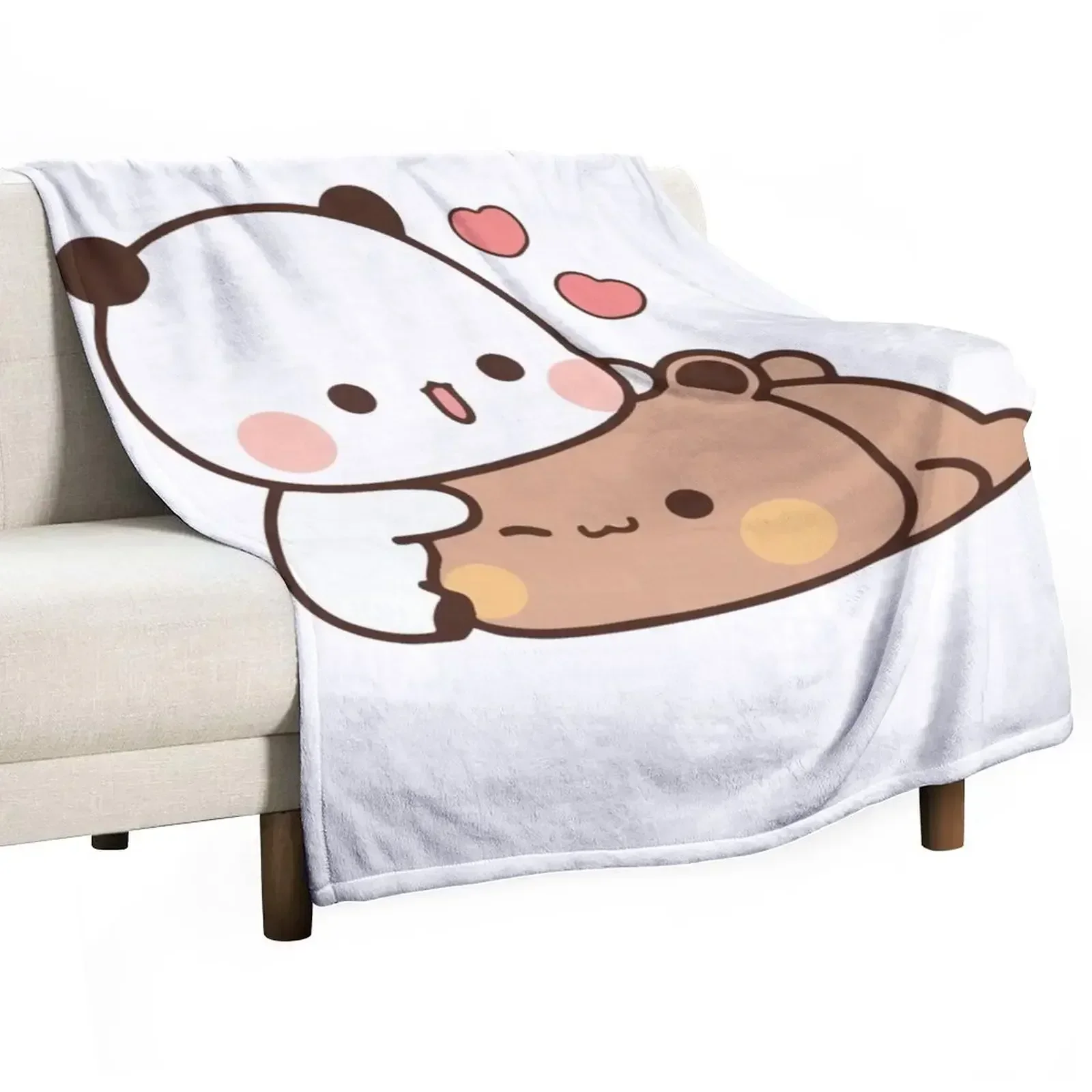 Panda Bear, Bubu Dudu Love Couple valentine Throw Blanket Soft Plaid wednesday Warm Blankets