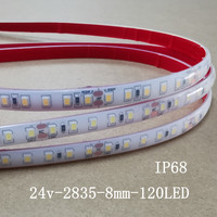 24v 2835 8mm 120LED IP68 Waterproof LED Strip Light High Quality Underwater Outdoor Satety Flexible 120D Ribbon for Pool IP68