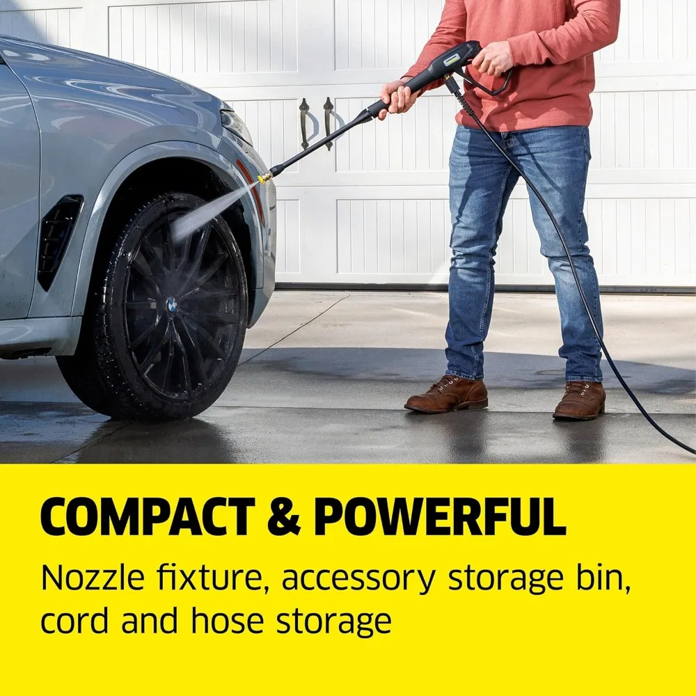 غسالة الضغط العالي مع 3 فوهات، خزان منظف، مثالية لتنظيف السيارات والممرات والانزلاق والباحات، 1.2 جالون في الدقيقة