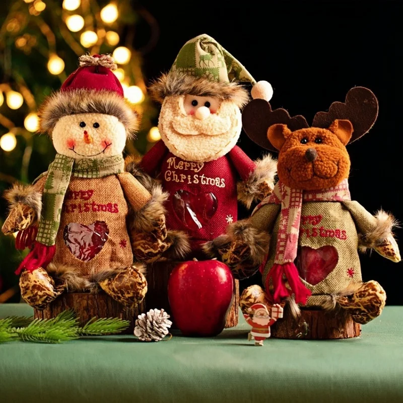 3-Piece Set of Reindeer Snowman Shaped Christmas Eve Hand-Held Apple Bag Christmas Gift Red Snake Fruit Creative Gift Bag