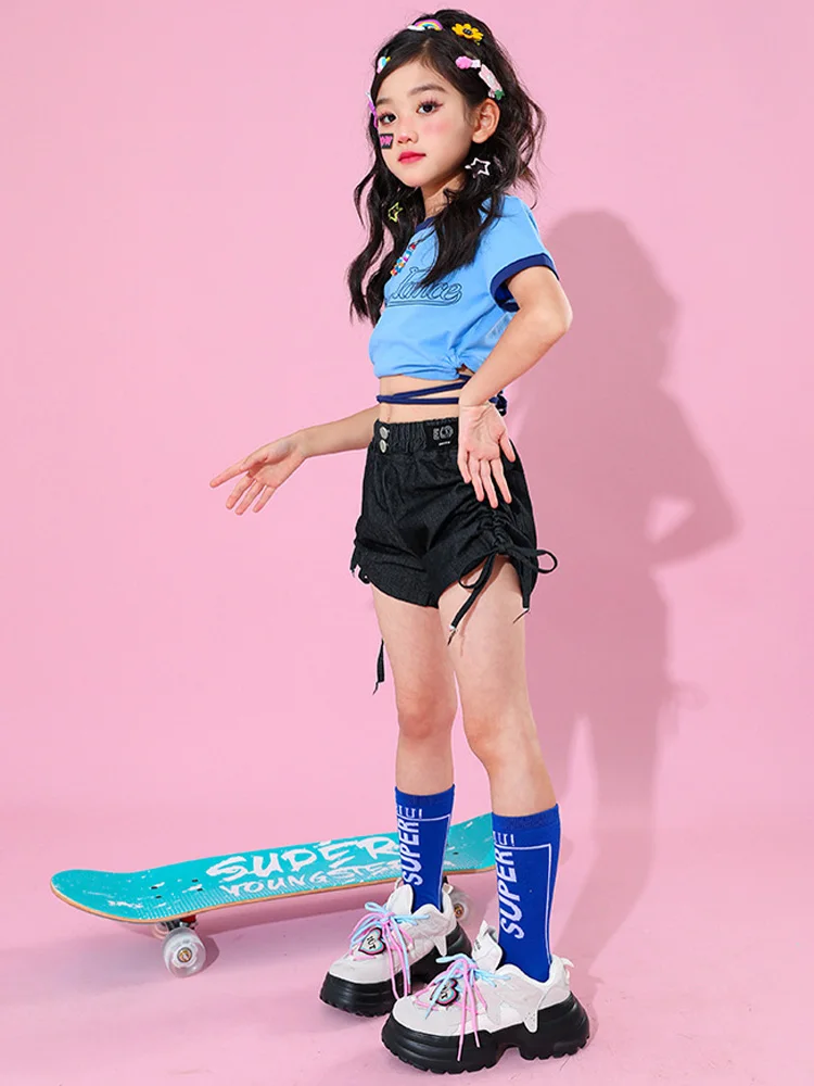 Crop Tops Cargo Hosen Kinder Streetwear Kleidung Kinder Mini Shorts Street Dance Jazz Zeigt Kostüm Mädchen Hip Hop Outfits