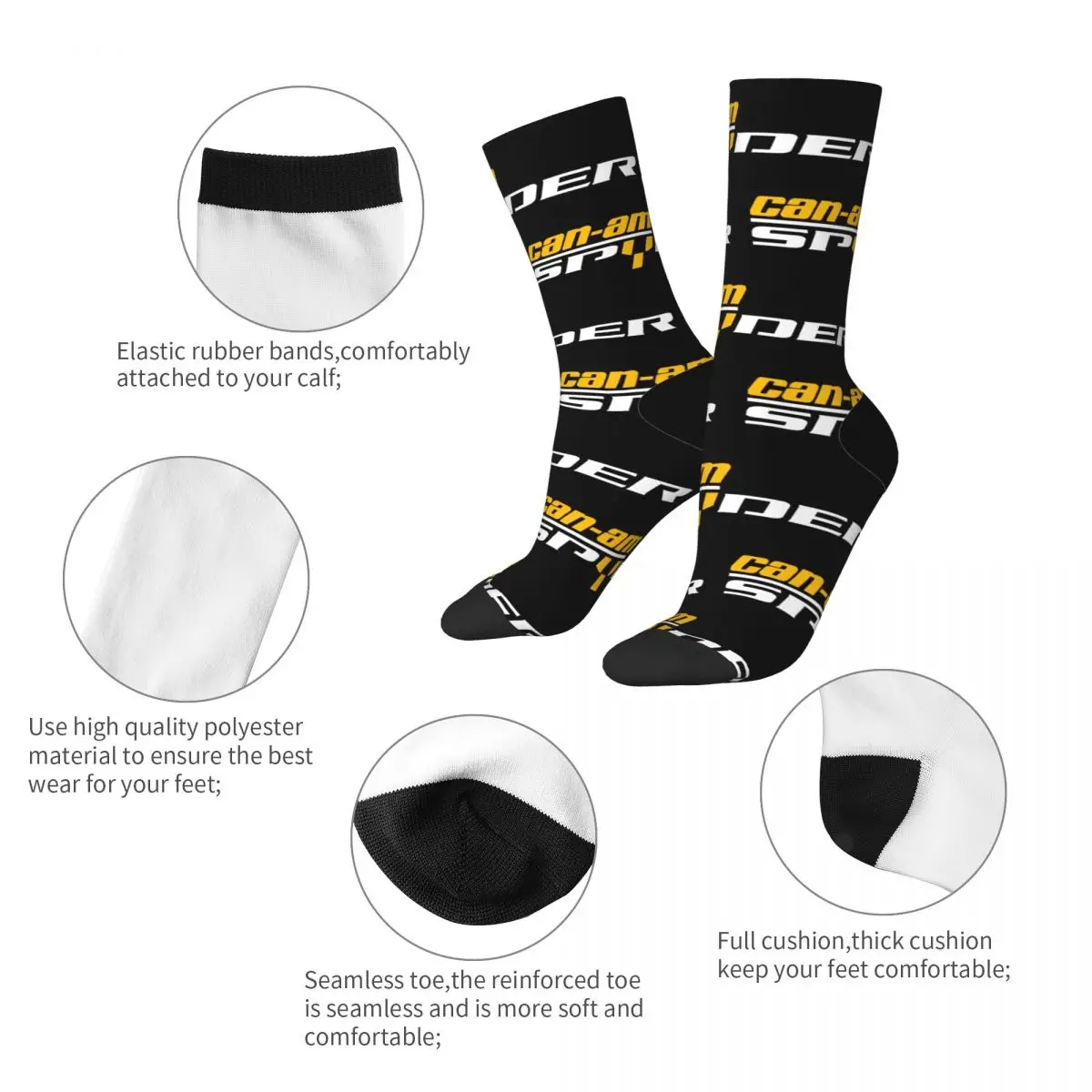 Fashion Can I Am Spyder Basketball Socks Motorcycles Team Polyester Crew Socks for Women Men Non-slip