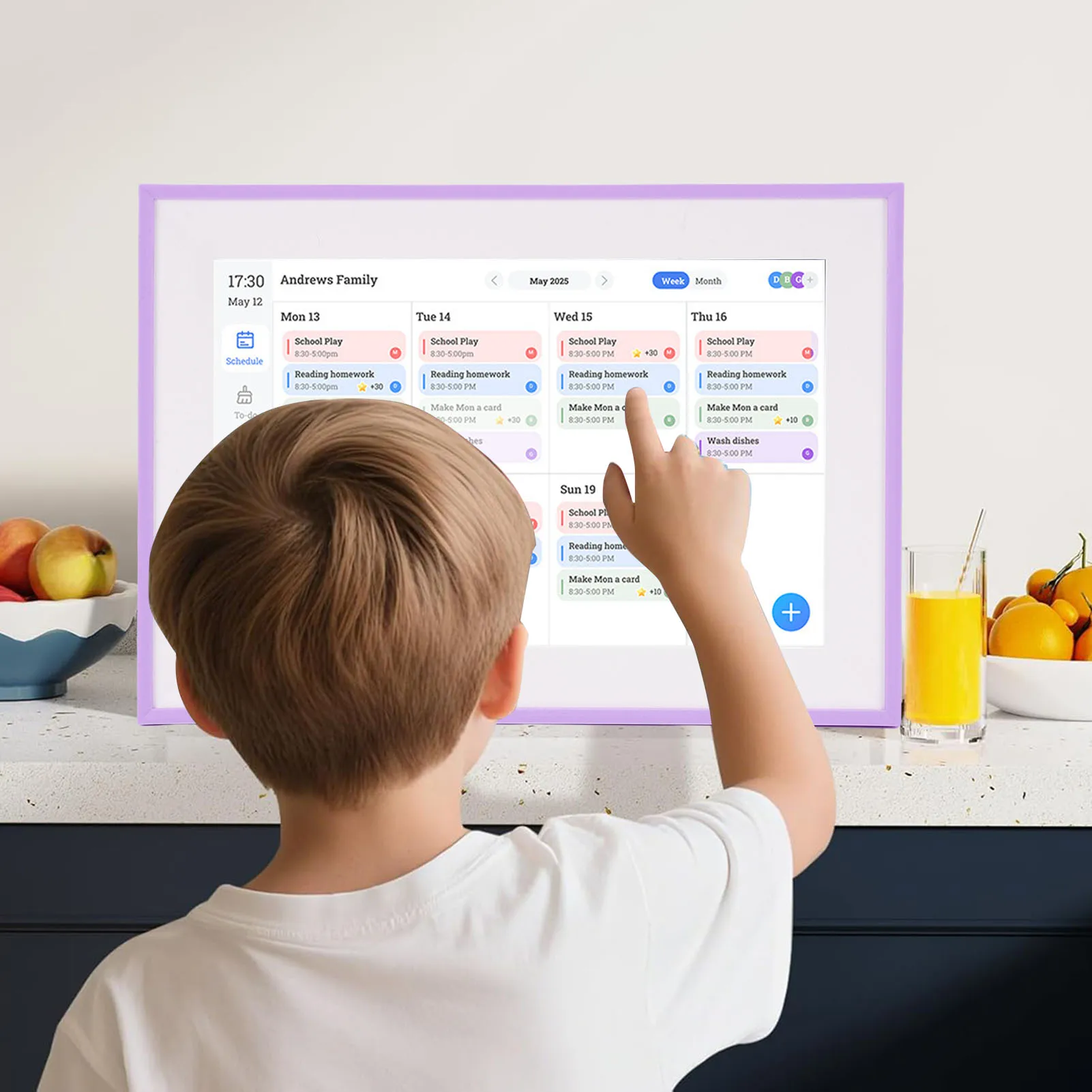 

【Синий/Розовый/Фиолетовый】 10,1-дюймовый умный цифровой календарь с сенсорным ЖК-экраном Электронный календарь Таблица работы для дома и офиса Пурпурно