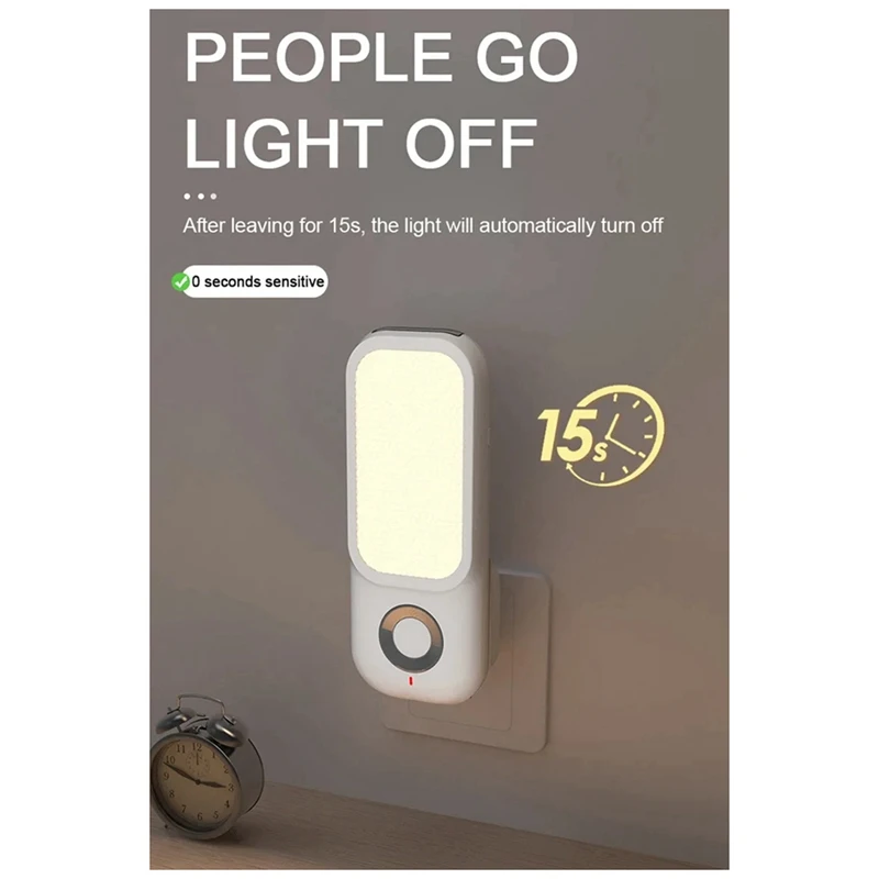 LED Induction Night Light Intelligent Wireless Plug-In Aisle Corridor Night Bedroom Night Light With Flashlight EU-PLUG