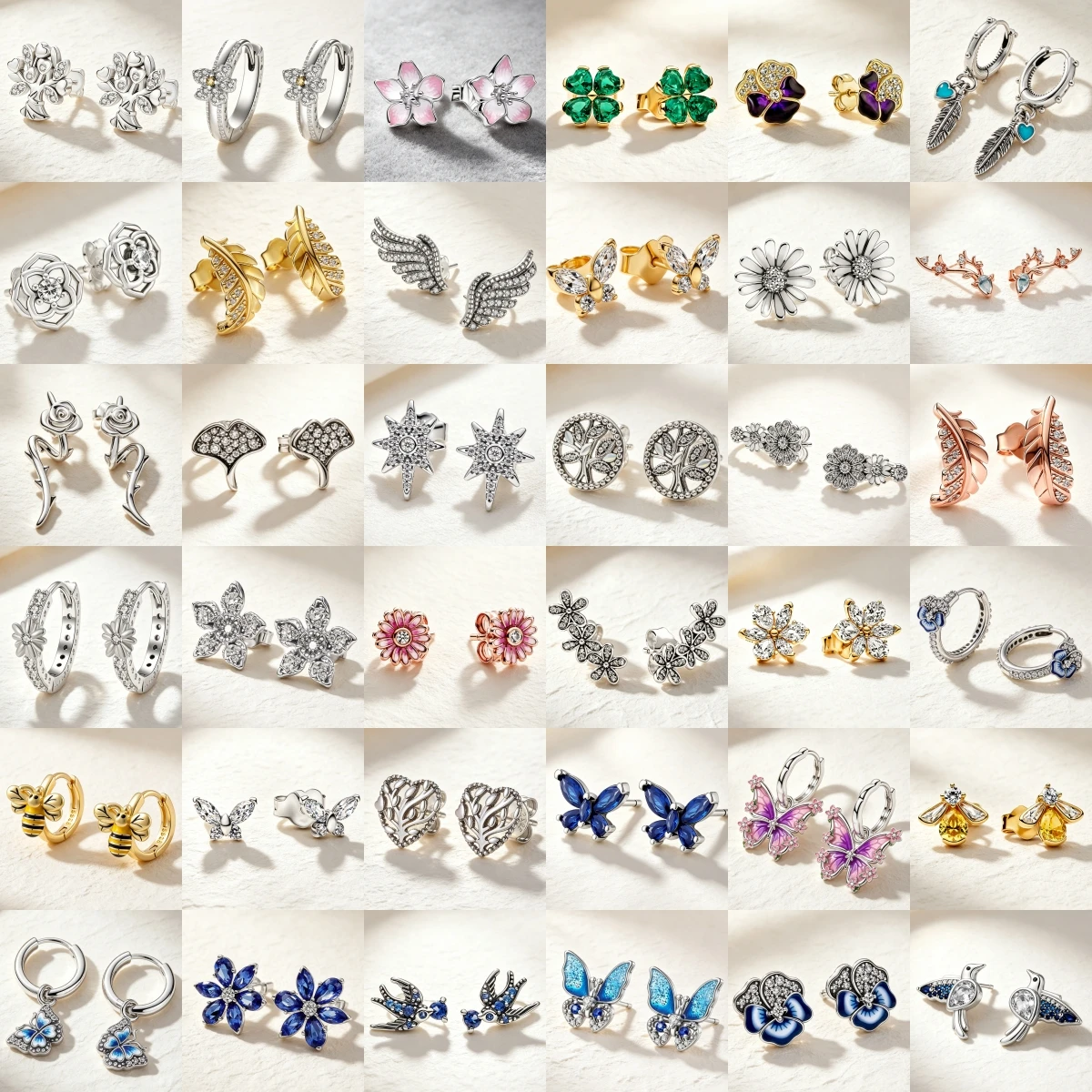 925 Silver Ear Nail Women's Butterfly Flower Winged Bee Leaf Shaped Inlaid Zircon Charm Jewelry Daily Party Birthday Gift