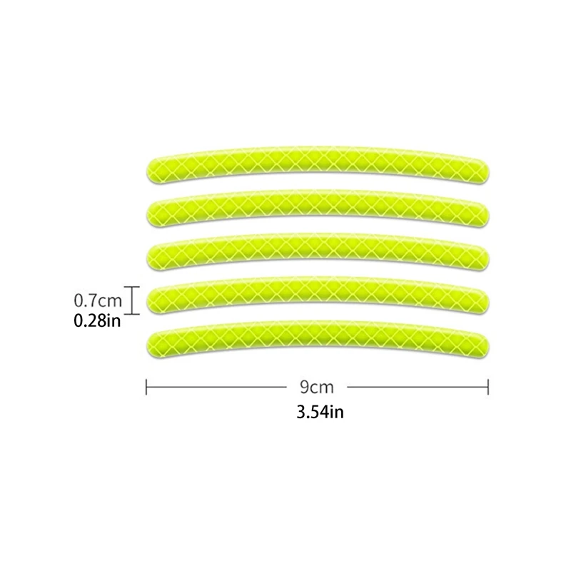 Pegatina reflectante para llanta de bicicleta y motocicleta, tira luminosa de seguridad, fluorescente, 20 piezas