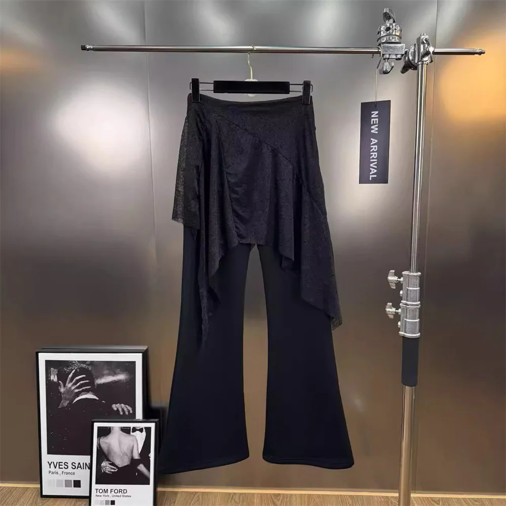 2025 الملابس النسائية السراويل محبوك الدانتيل عادية عالية الخصر واسعة الساق السراويل y2k موضة جديدة عالية الجودة تنوعا السراويل الصدرية #4