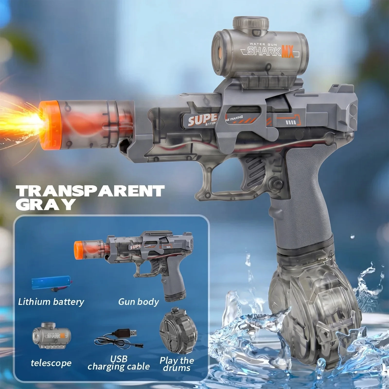 Electric Water Guns For Adults Powerful Squirt Automatic Water Suction Water Blasters Summer Outdoor Beach Toy For Boys Kid Gift