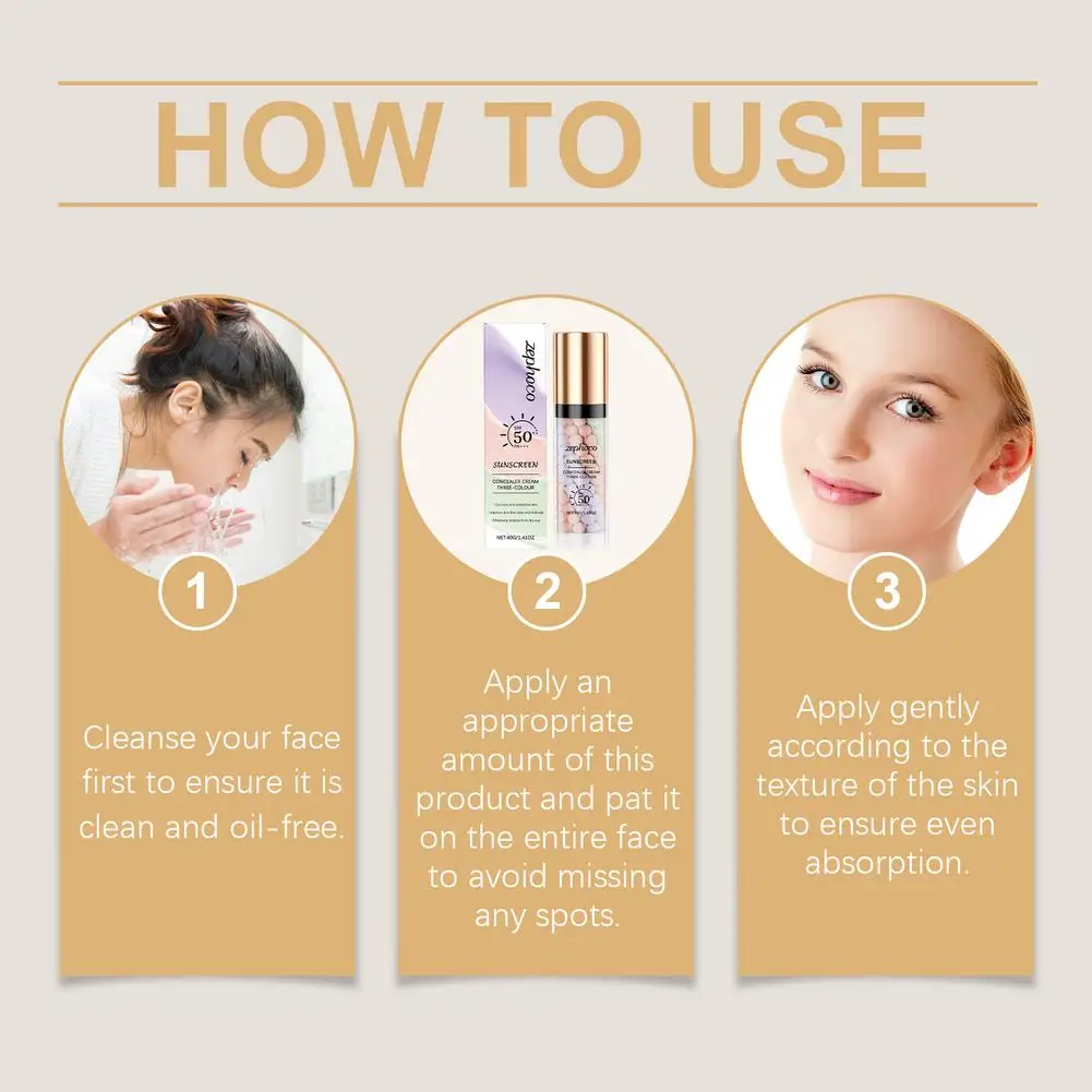 3-color قوس قزح واقية من الشمس كريم عزل غير مرئية المسام ترطيب ترطيب اشراق الجلد الوجه التمهيدي قاعدة الأساس SPF50