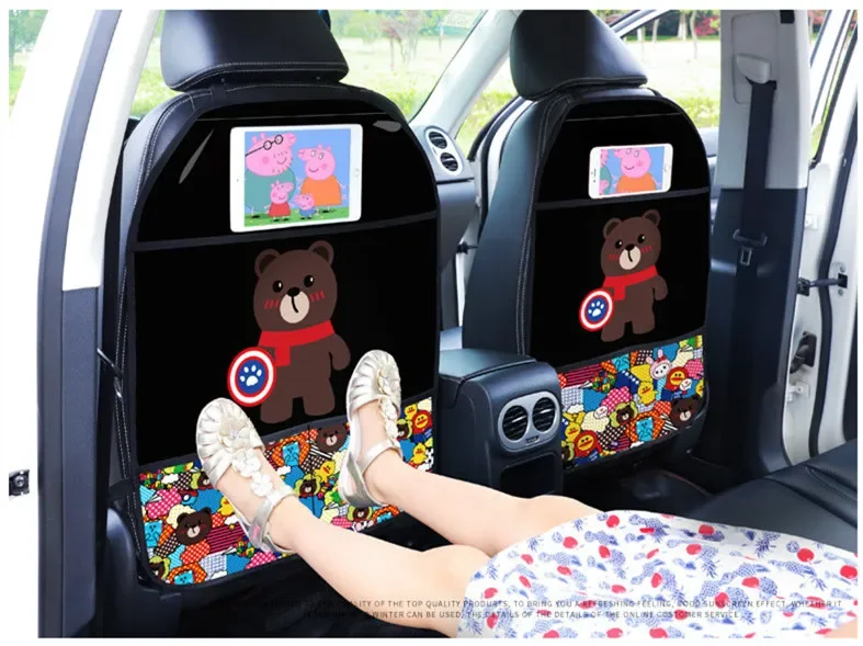 1PCS Car Seat Back Cover Protector for Kids Cartoon Car Anti Kick Mat with Bag Waterproof Car Seat Back Protector Anti Kick Pad 