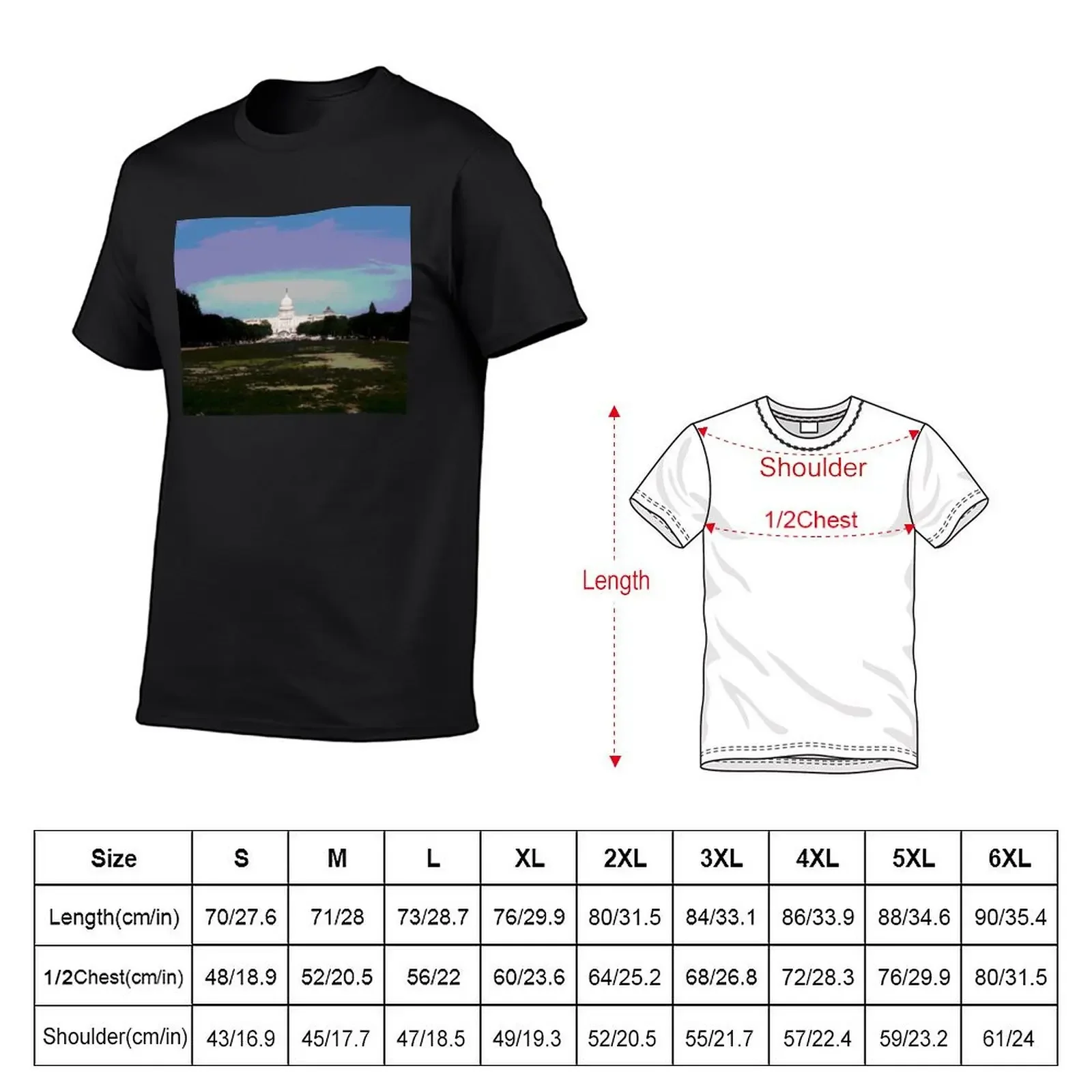 Washington D.C. capital building photo manipulation T-Shirt custom t shirt oversized men clothings