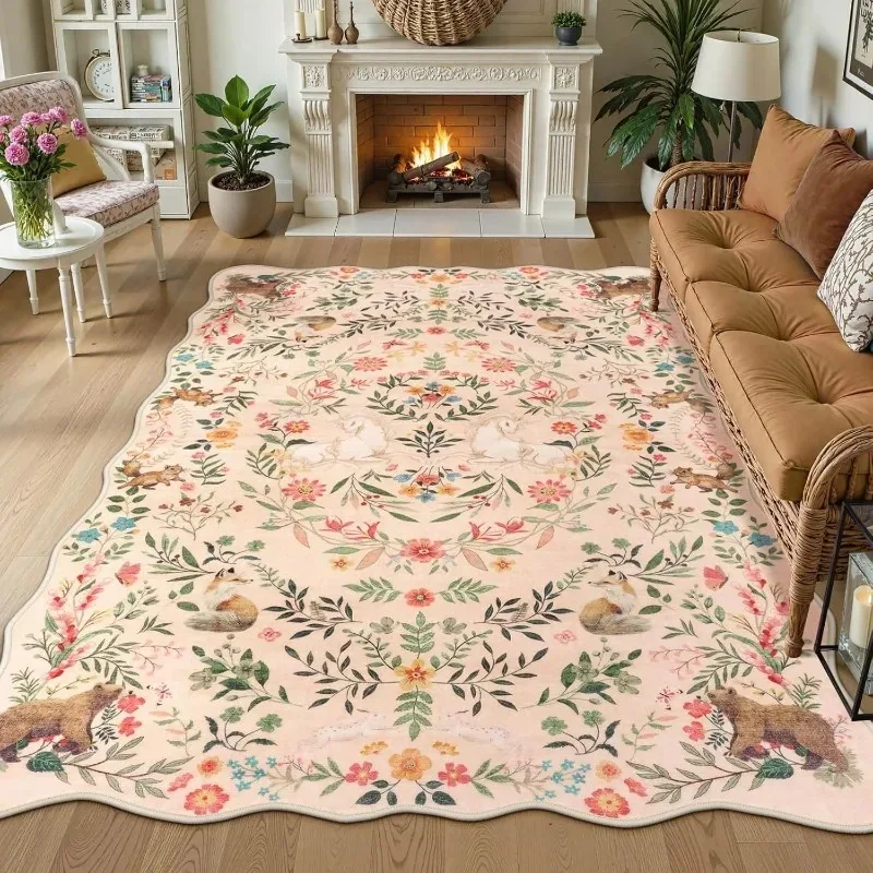 Rug for Living Room Carpet Machine Washable Non-slip Floor Mat Animal Plant Floral Rug Large Area Home Decoration Rugs Alfombra