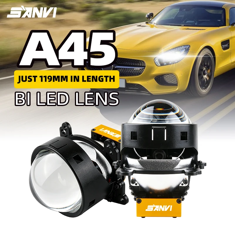 SANVI 6000K 3 Inch A45 Bi LED Projector Lens for Hella 3R G5 Front Headlight Lens Car Retrofit 90W LED Lights Auto Accessory