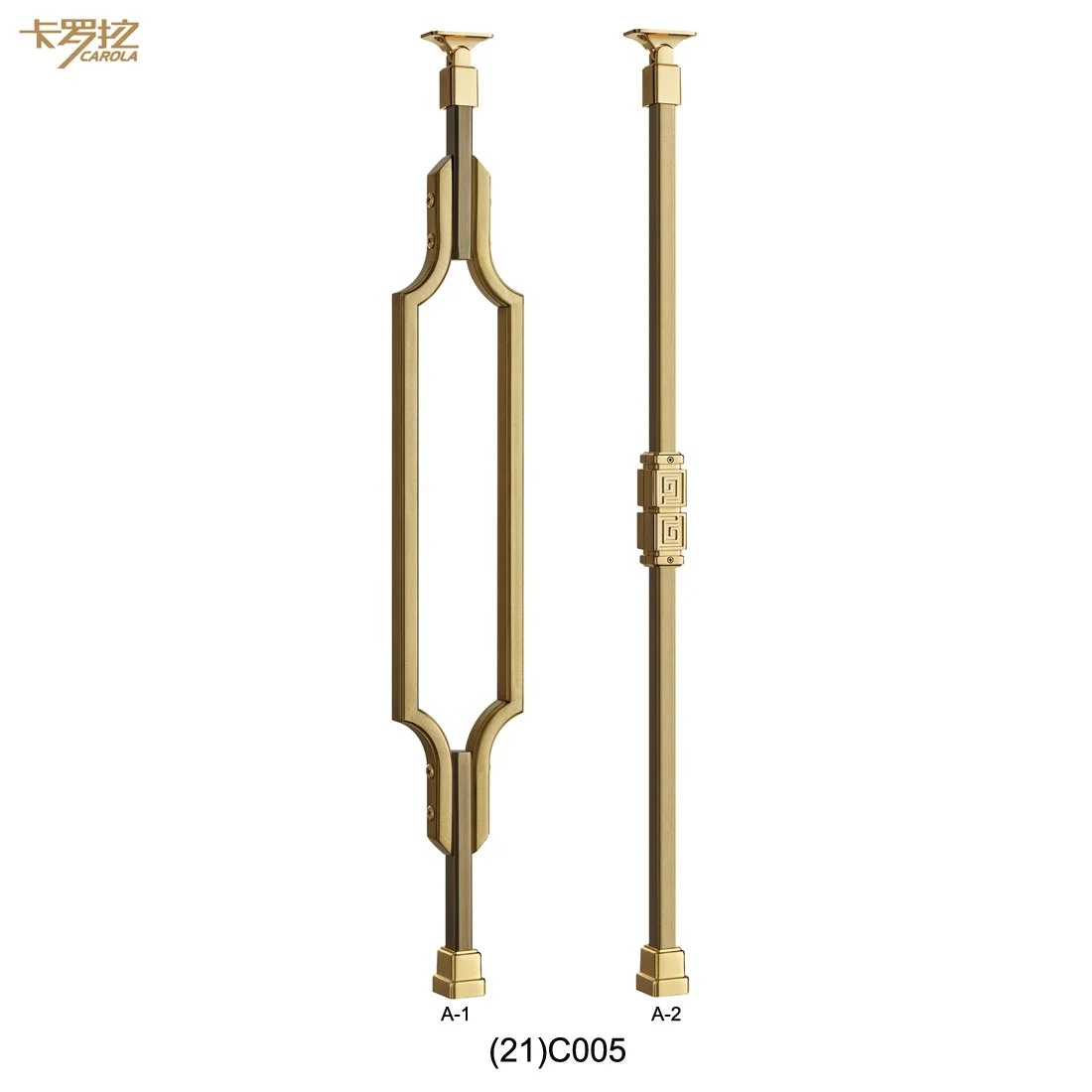 

modern minimalist brass balcony balustrade stair handrail post