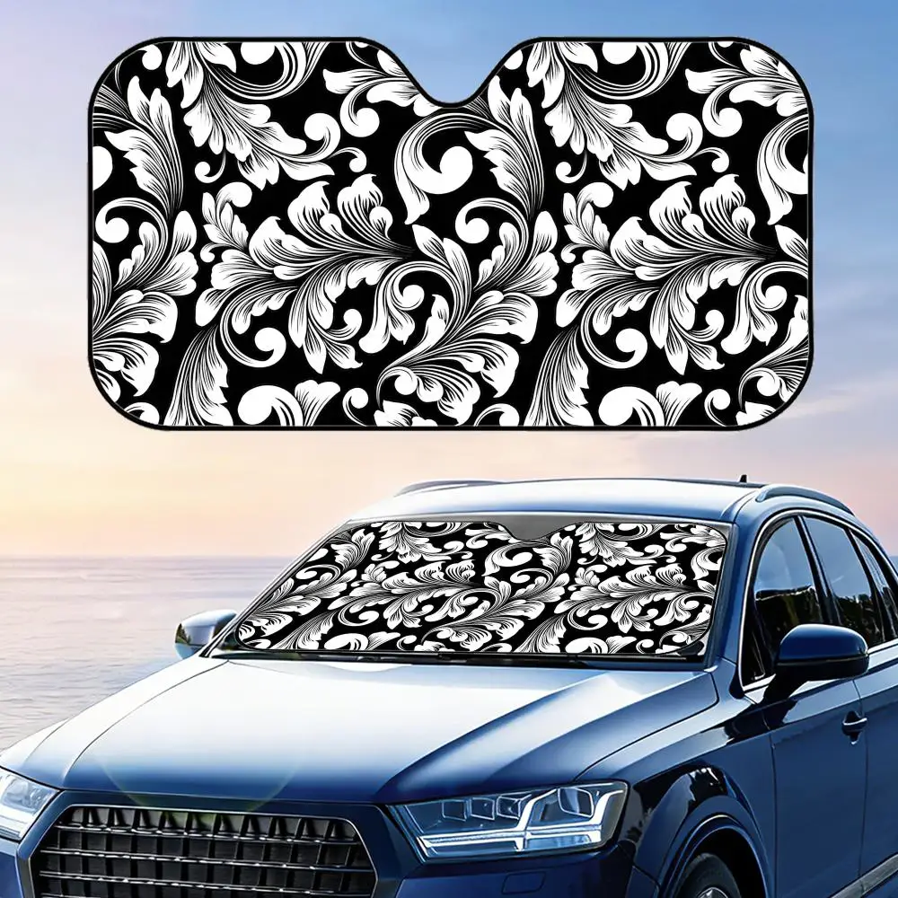 

Vintage Pattern Sun Visor Reusable Aluminum Foil Car Windshield Sunshade UV Protection Heat Insulation Cover Sun Visor Shade