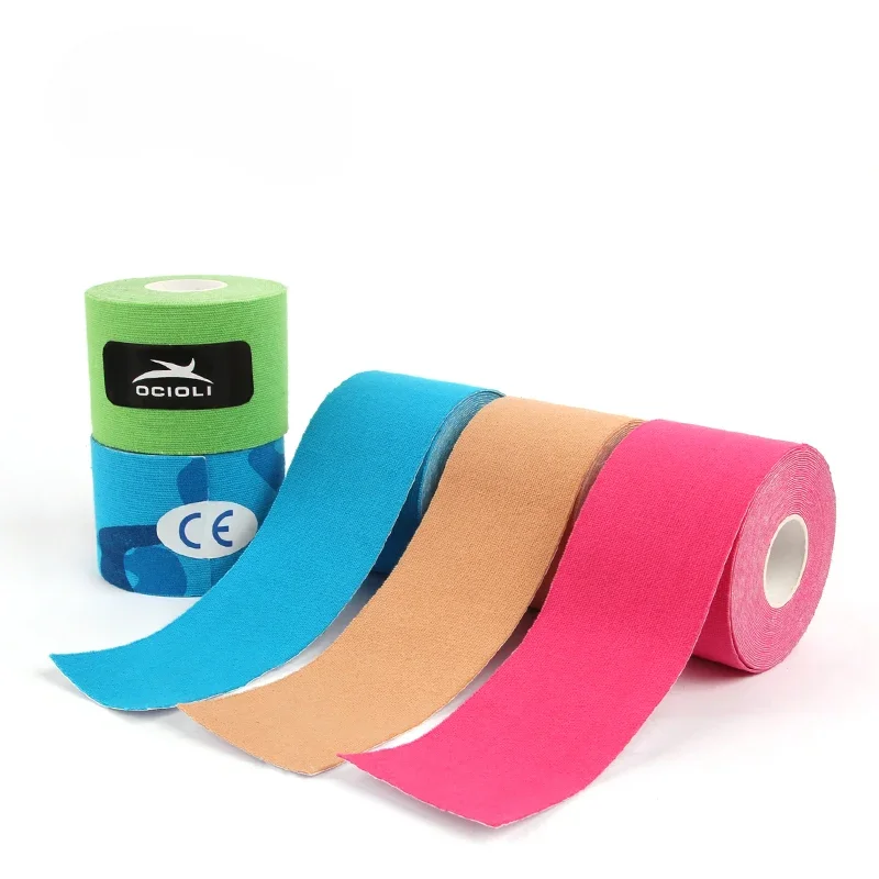 Fita esportiva 5m x 5cm para cinesiologia, fita de segurança para bandagem anti-impacto, à prova d\'água, fisioterapia elástica