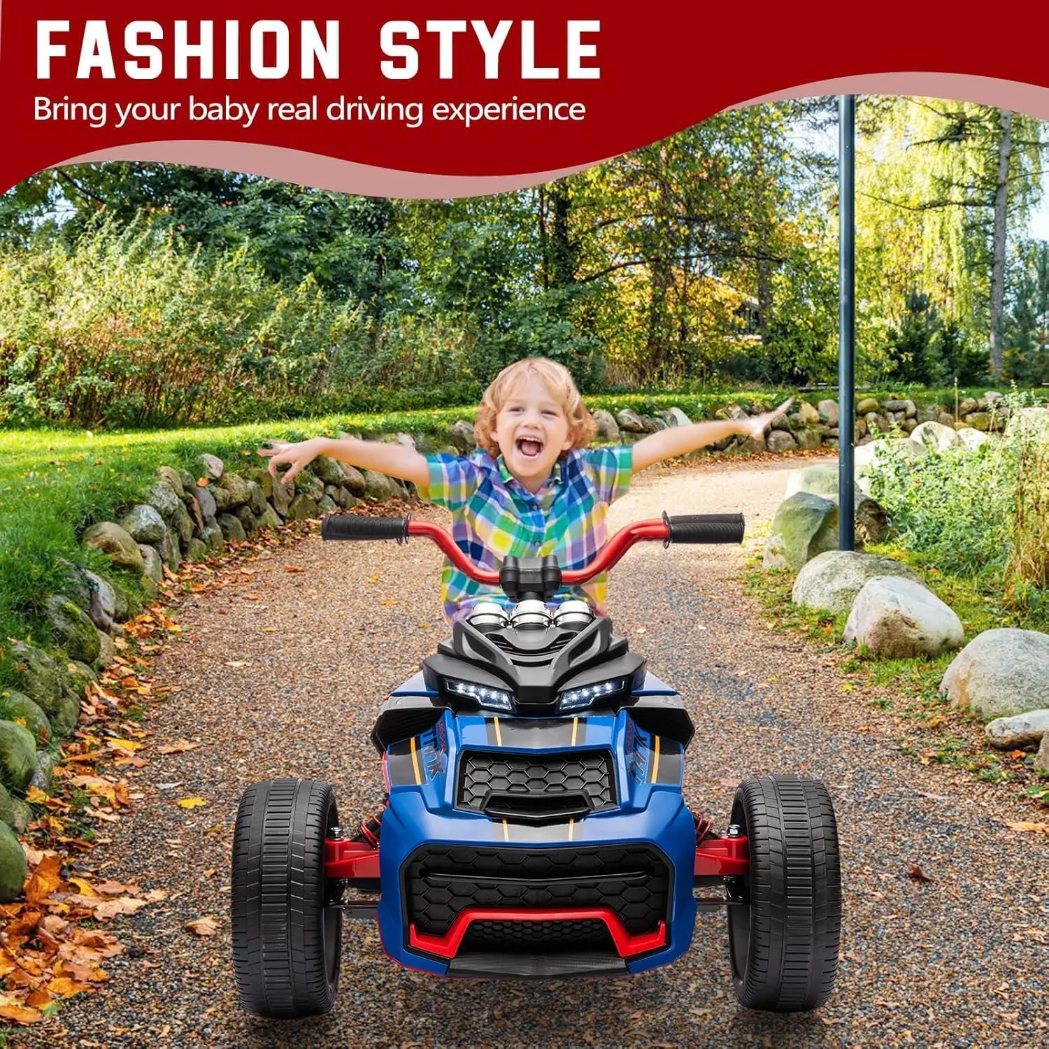 Camion électrique pour enfants, voiture, télécommande 7MPH, 2 vitesses, moteur 2x55W, lumières LED, musique, USB et pneus EVA, cadeau pour garçon et fille