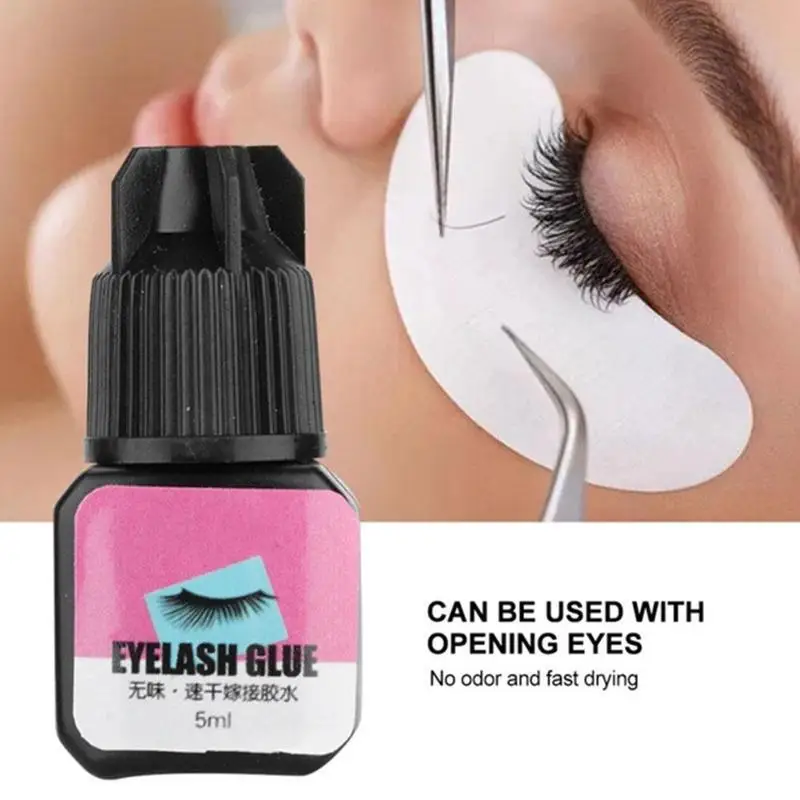 Pegamento para pestañas de secado rápido, pegamento para extensiones de pestañas de larga duración, resistente al agua, suministros de maquillaje, 5ml