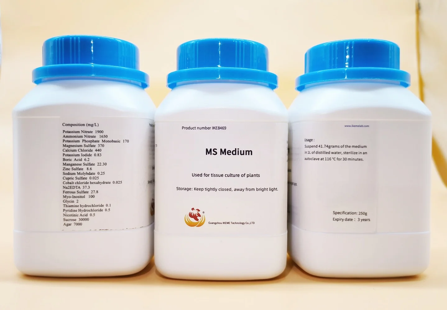 IKEME 250g Lab Chemistry Murashige Skoog Medium Ms Tissue Culture Medium Media