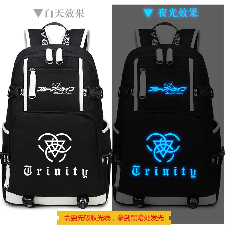 Anime Blue Archive Backpack Cosplay Travel Bags USB Oxford Casual Schoolbag Teenage Lochi Mari Luminous Bagpack Birthday Gift