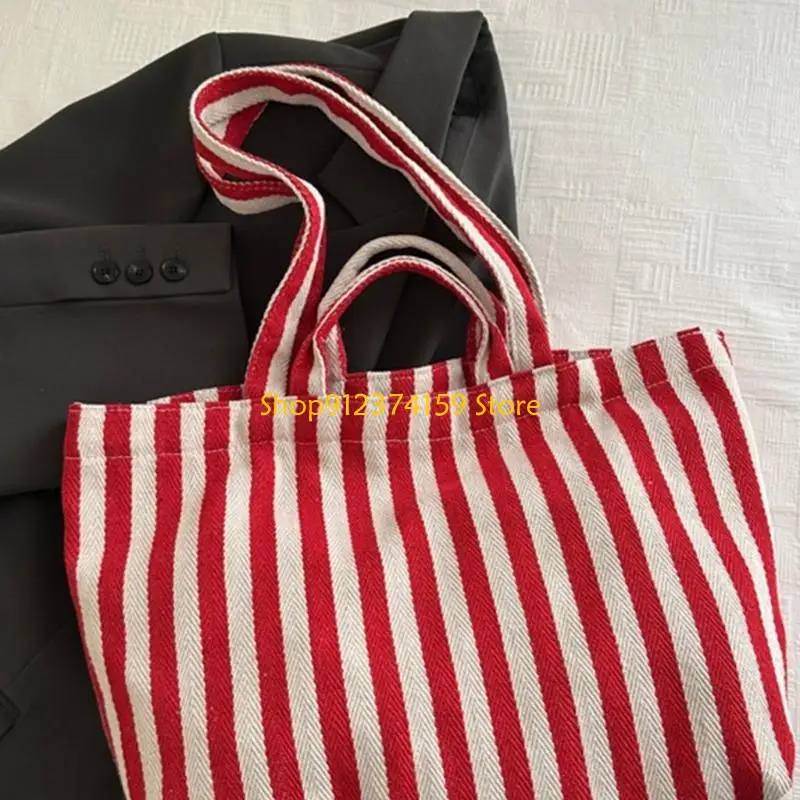 

G5AE Casual Striped Shoulder Bag for Women Fashion School Bag Large Capacity Handbag