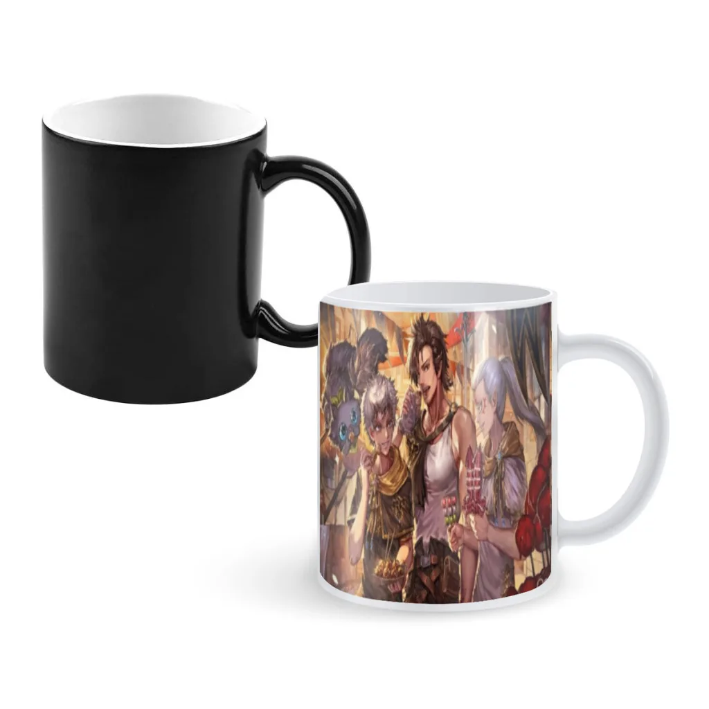 Classic Black Clover Coffee Mugs Creativ Color Changing Milk Tea Cup Ceramic Magic Heat Sensitive Mug Gifts