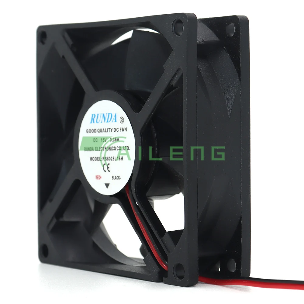 NEW FOR RUNDA RS8025L15H DC 15V 0.35A 80x80x25mm 2-Wire Server Cooling Fan