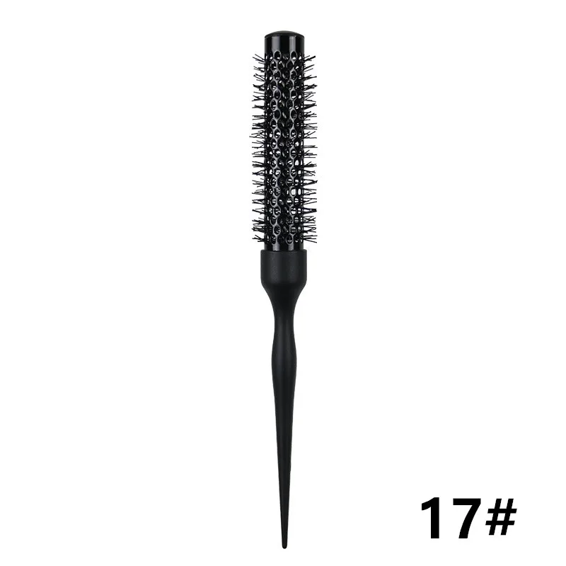 1 ST Zwarte Ronde Vat Haar Kam Haar Styling Haarborstel Nylon Kam Cilinder Krullend Haar Kam Aluminium Buis Salon Tool - afbeelding 1