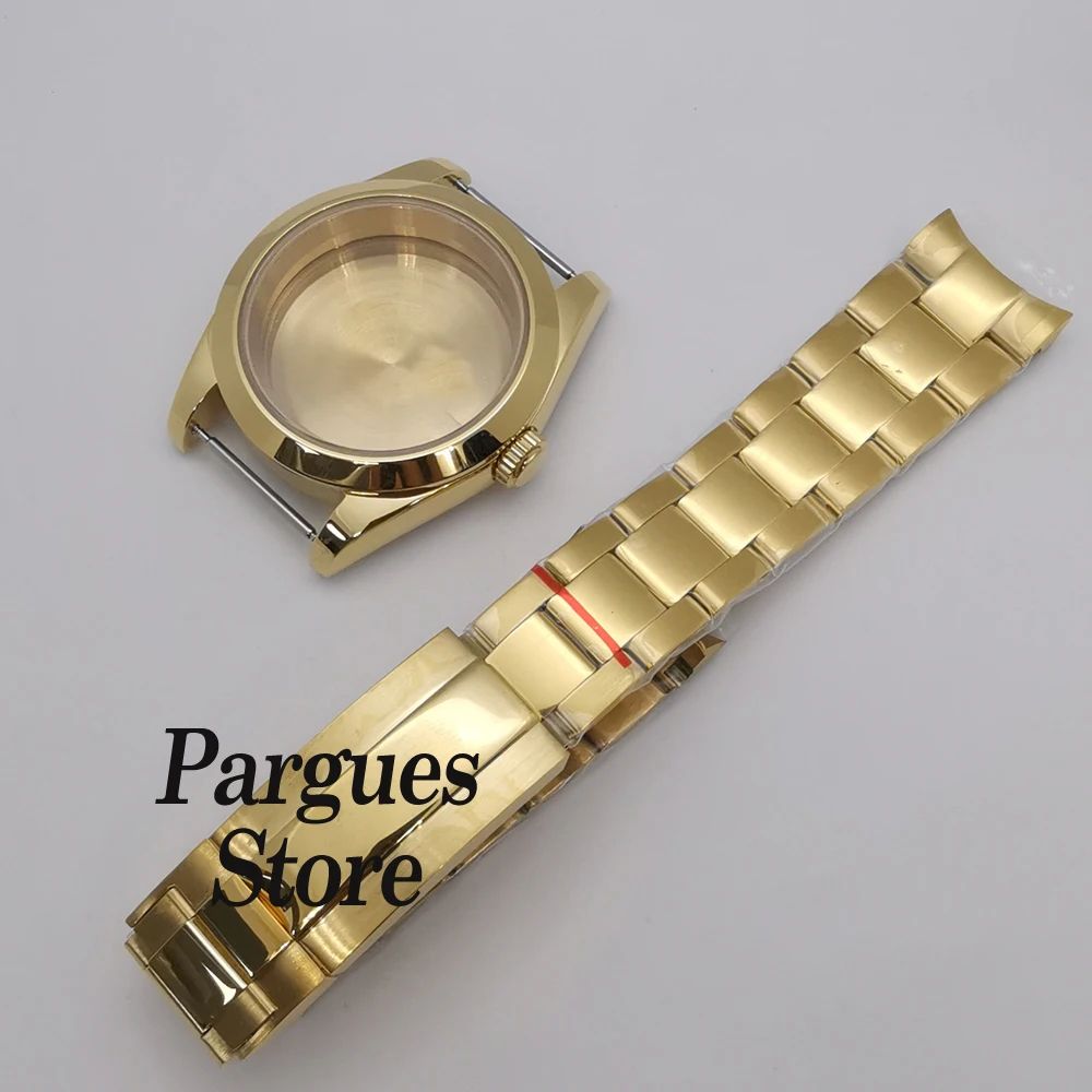 

36mm/39mm sapphire glass gold watch case strap fit NH35 NH36,Miyota8215 DG2813/3804,ETA2824 ST2130 PT5000 movement